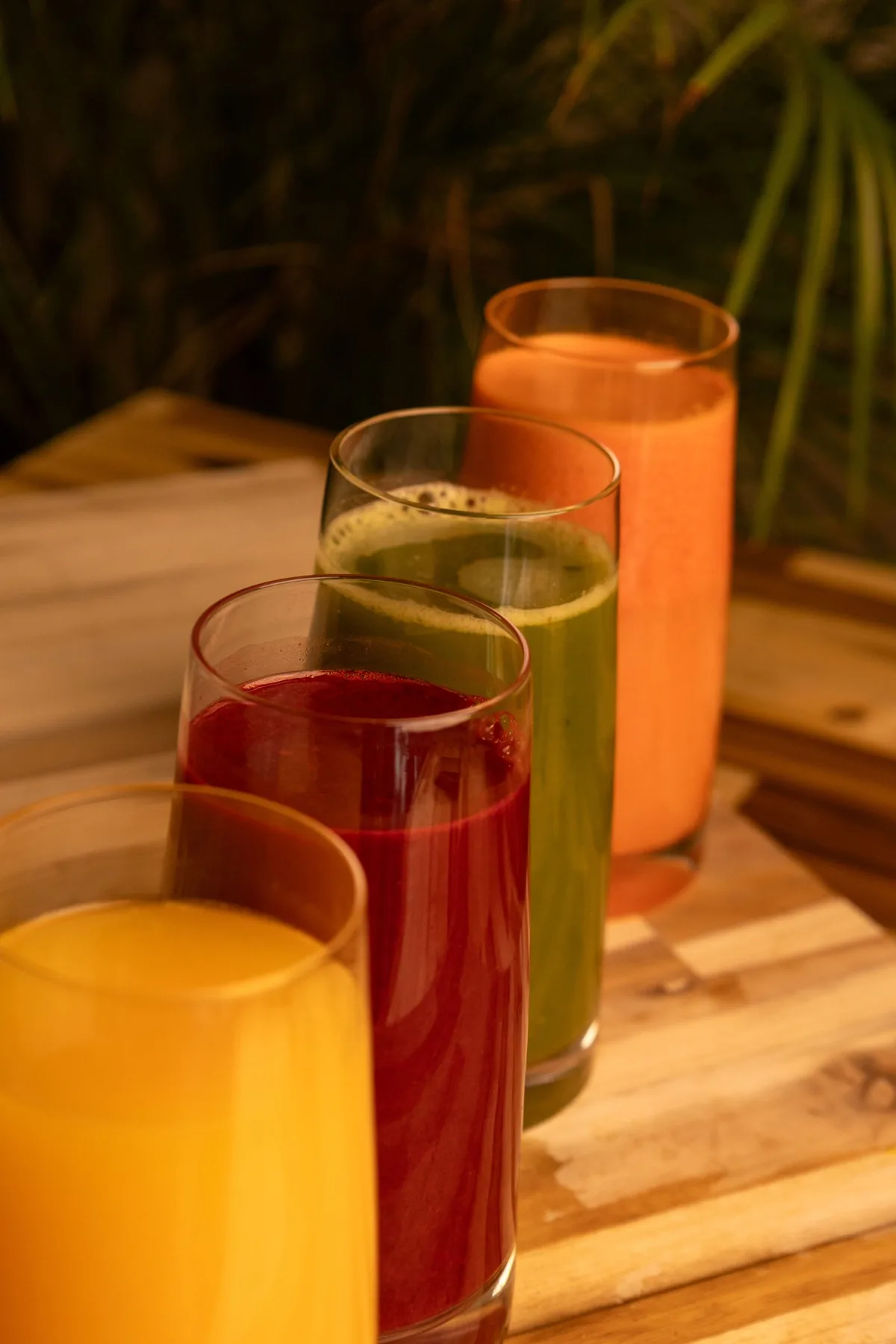 Fresh natural wellness juices in different colors